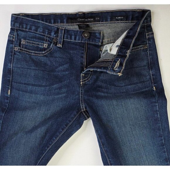 Calvin Klein 27X31 Womens Size 4 Blue Flare Fit Talla Denim 5 Pocket Logo Jeans - Picture 14 of 14